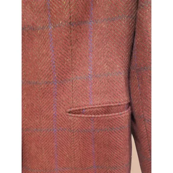 Kiton Womens Burgundy Plaid Blazer SizeEU  44 100% Cashmere New Without Tags. - Picture 11 of 15